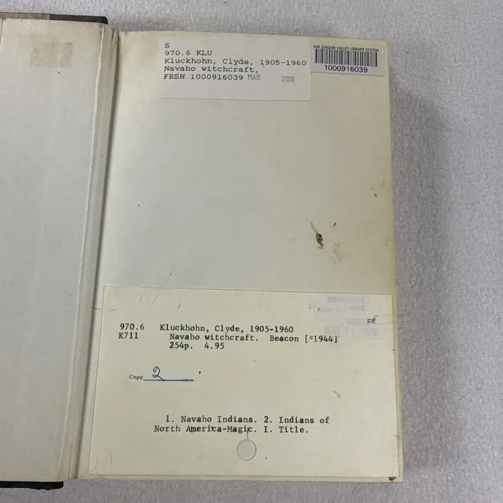 Navaho Witchcraft Clyde Kluckhohn Beacon Magic Folklore Anthropology TRUE 1stEd!